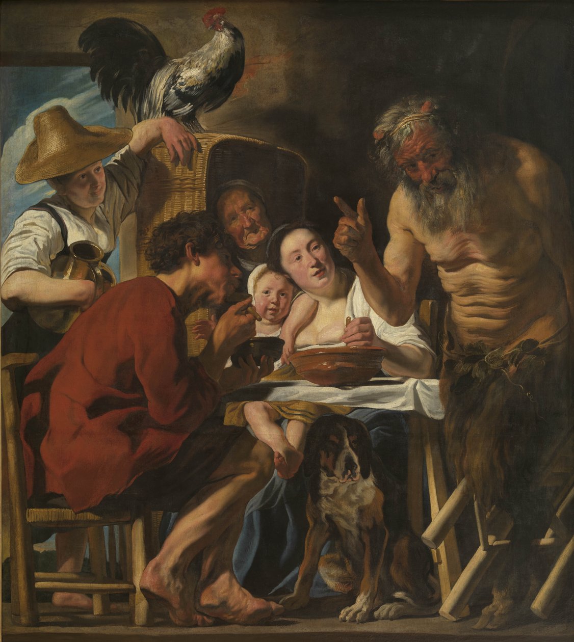 Satyr i rodzina chłopska autorstwa Jacob Jordaens