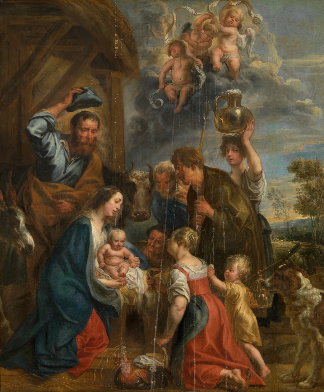 Adoracja pasterzy autorstwa Jacob Jordaens