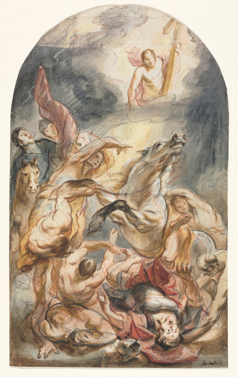 Nawrócenie Saula z Chrystusem i krzyżem autorstwa Jacob Jordaens