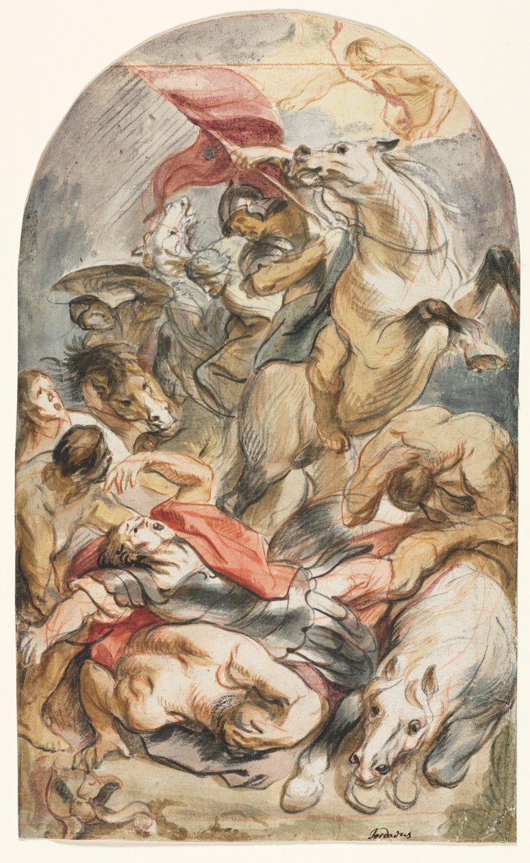 Nawrócenie Saula z jeźdźcem i sztandarem autorstwa Jacob Jordaens