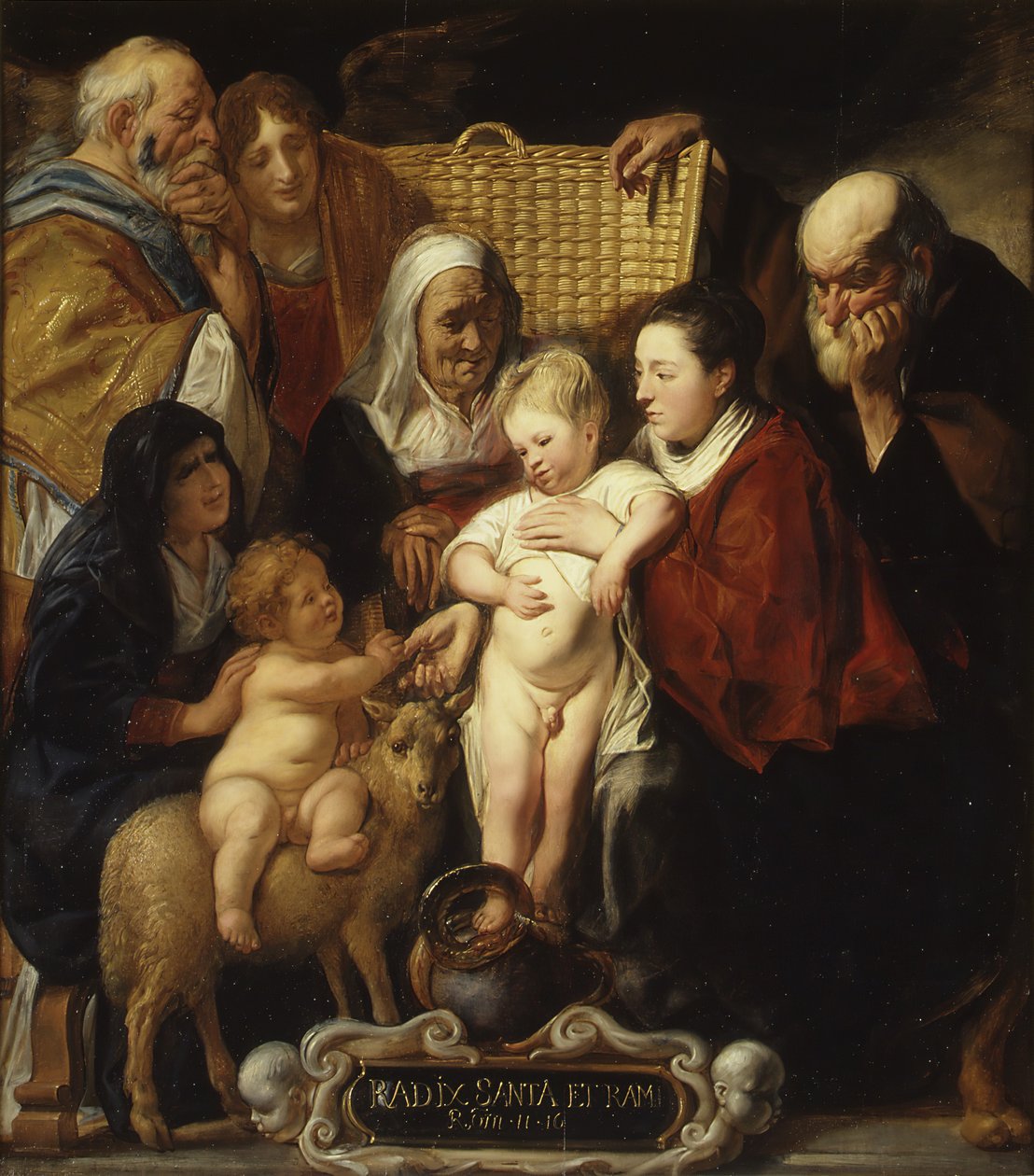 Święta Rodzina ze św. Anną i Młodym Chrzcicielem i jego rodzicami, początek lat 20. i 50. XVI wieku. autorstwa Jacob Jordaens