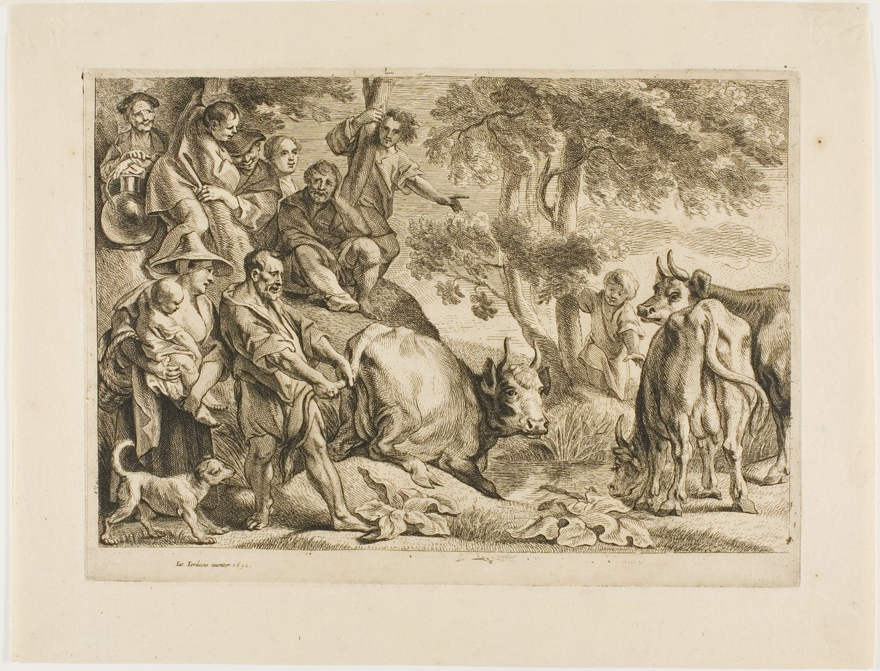 Mistrz wyciąga krowę z rowu za ogon autorstwa Jacob Jordaens