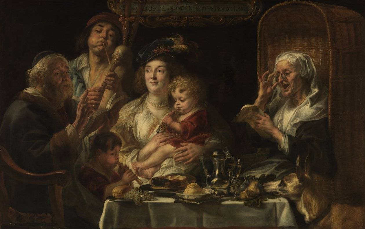 Starzy ludzie śpiewają, młodzi ćwierkają autorstwa Jacob Jordaens