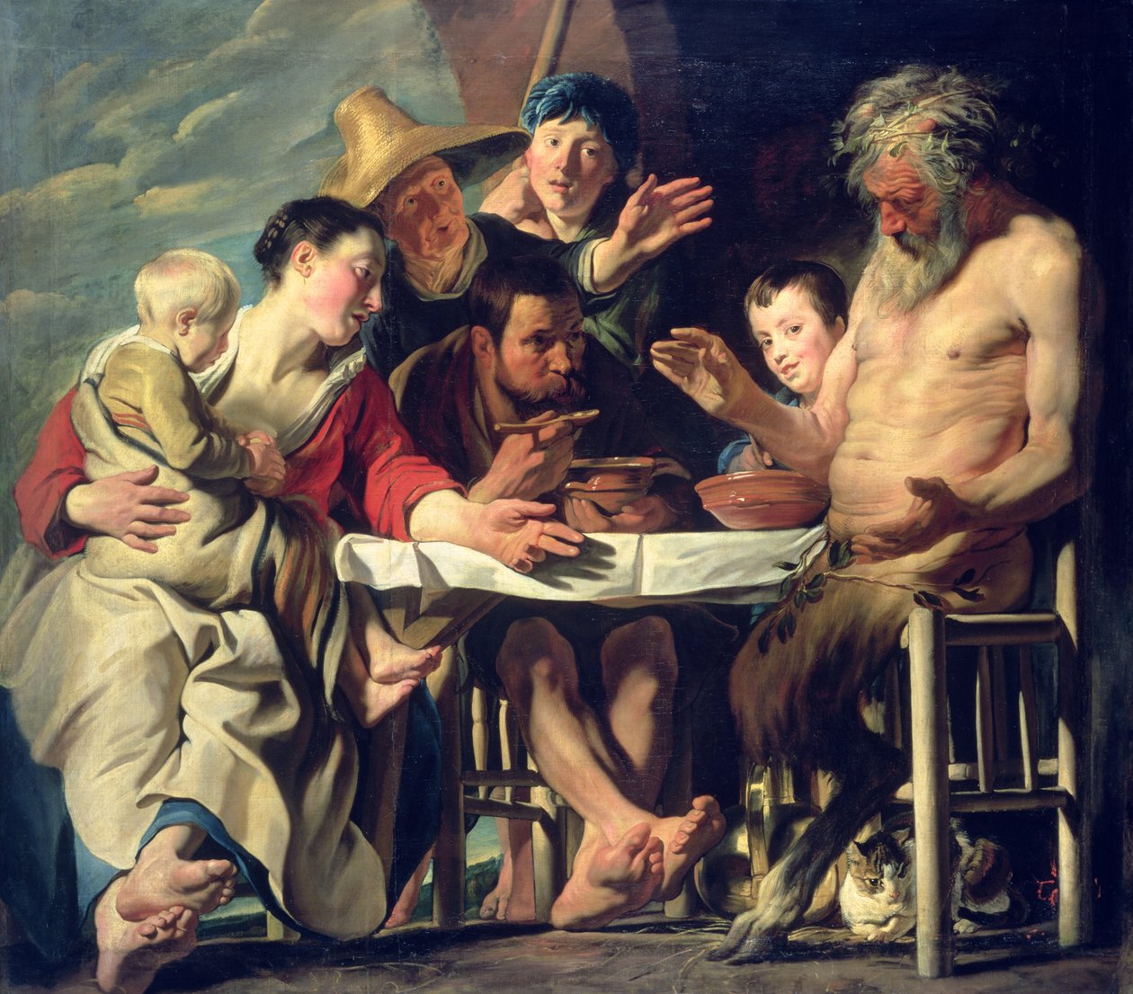Satyr z chłopami, 1620 autorstwa Jacob Jordaens