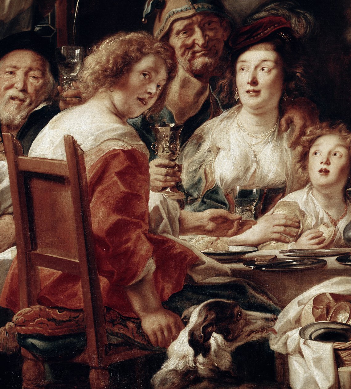 Król pije, detal (olej na płótnie) autorstwa Jacob Jordaens