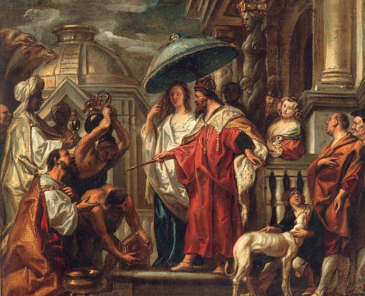 Hołd kalifa Haruna al-Rashida dla Karola Wielkiego, ok. 1663. autorstwa Jacob Jordaens