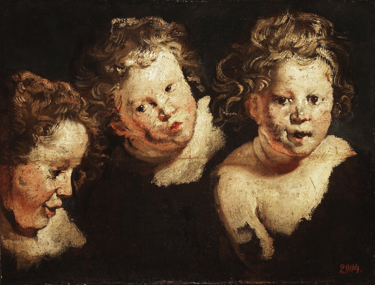 Trzy badania głowy dziecka autorstwa Jacob Jordaens