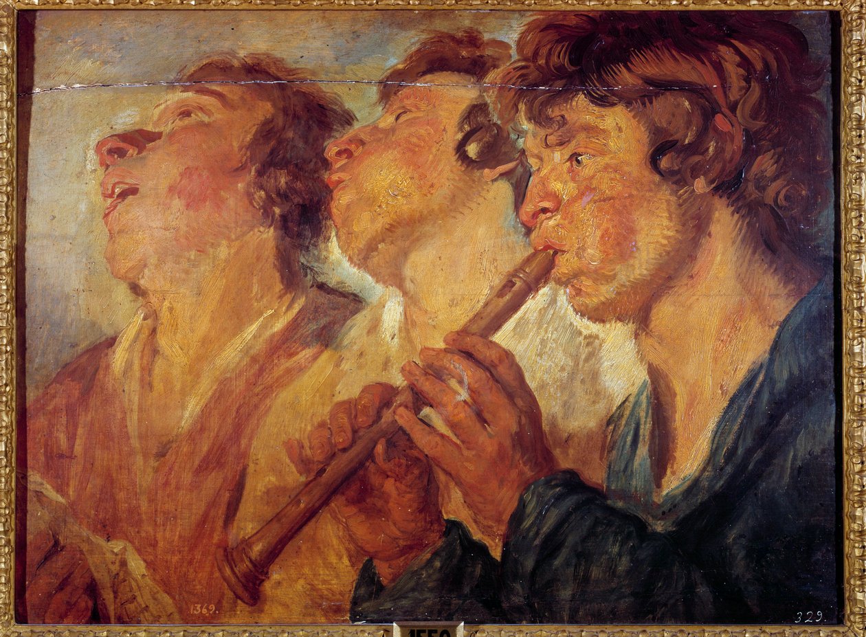 Trzej wędrowni muzycy Obraz Jacoba Jordaensa (1593-1678) (ec.flam.) Madryt XVII w., Muzeum Prado autorstwa Jacob Jordaens
