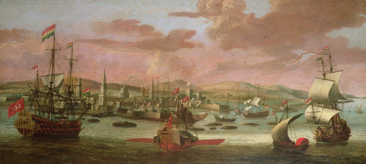 Holenderskie men-o-wojny i tureckie galery u wybrzeży Konstantynopola autorstwa Jacob Knyff