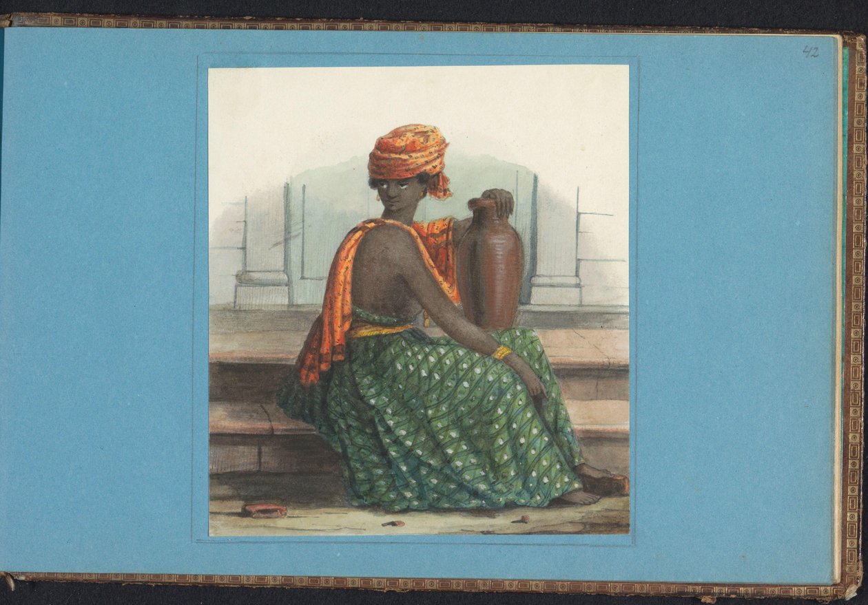 Kobieta w koto misi Album z rysunkami Surinamu, s.42(r) (50) (tytuł serii) autorstwa Jacob Marius Adriaan Martini van Geffen