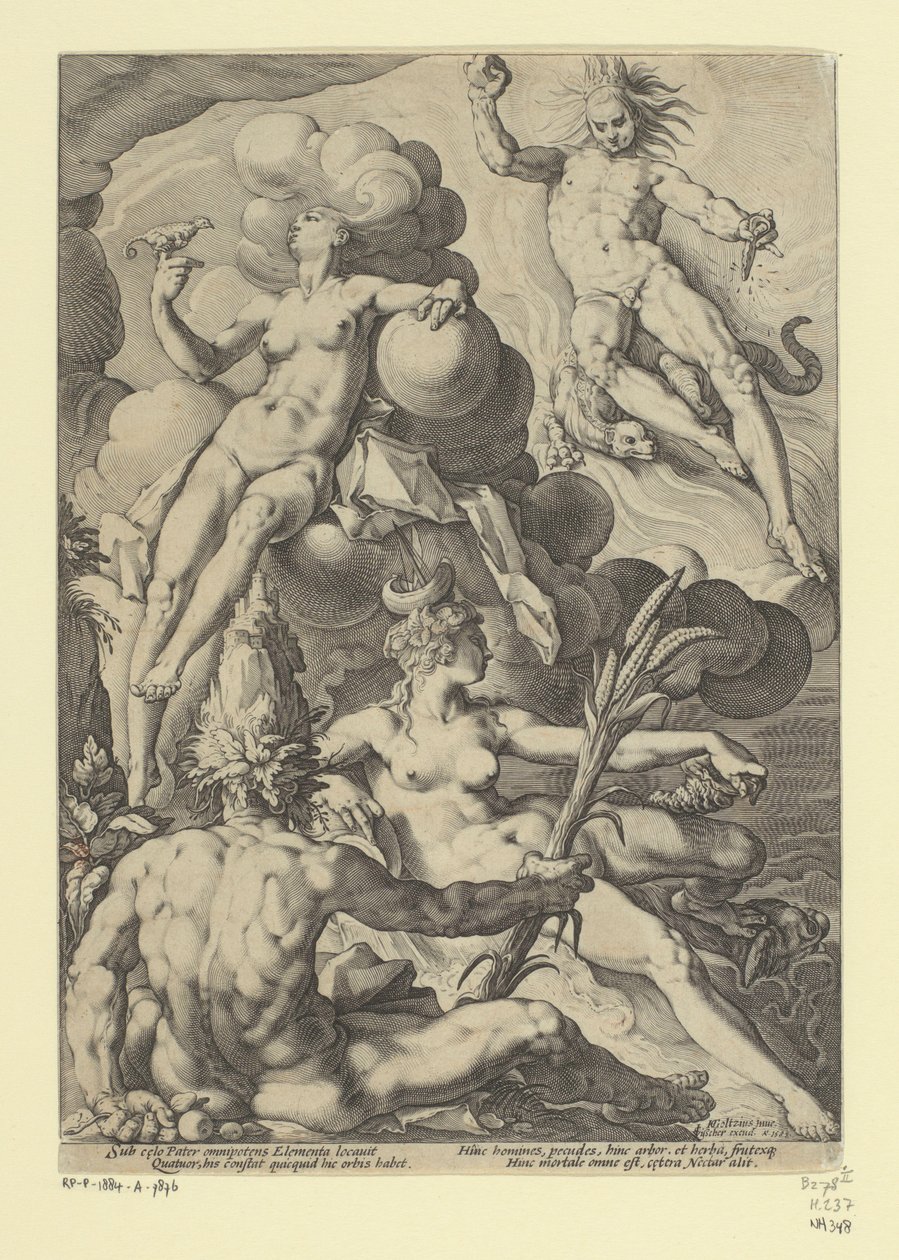 Cztery żywioły Przedstawienia mitologiczne i alegoryczne (tytuł serii) autorstwa Jacob Matham (attributed to)
