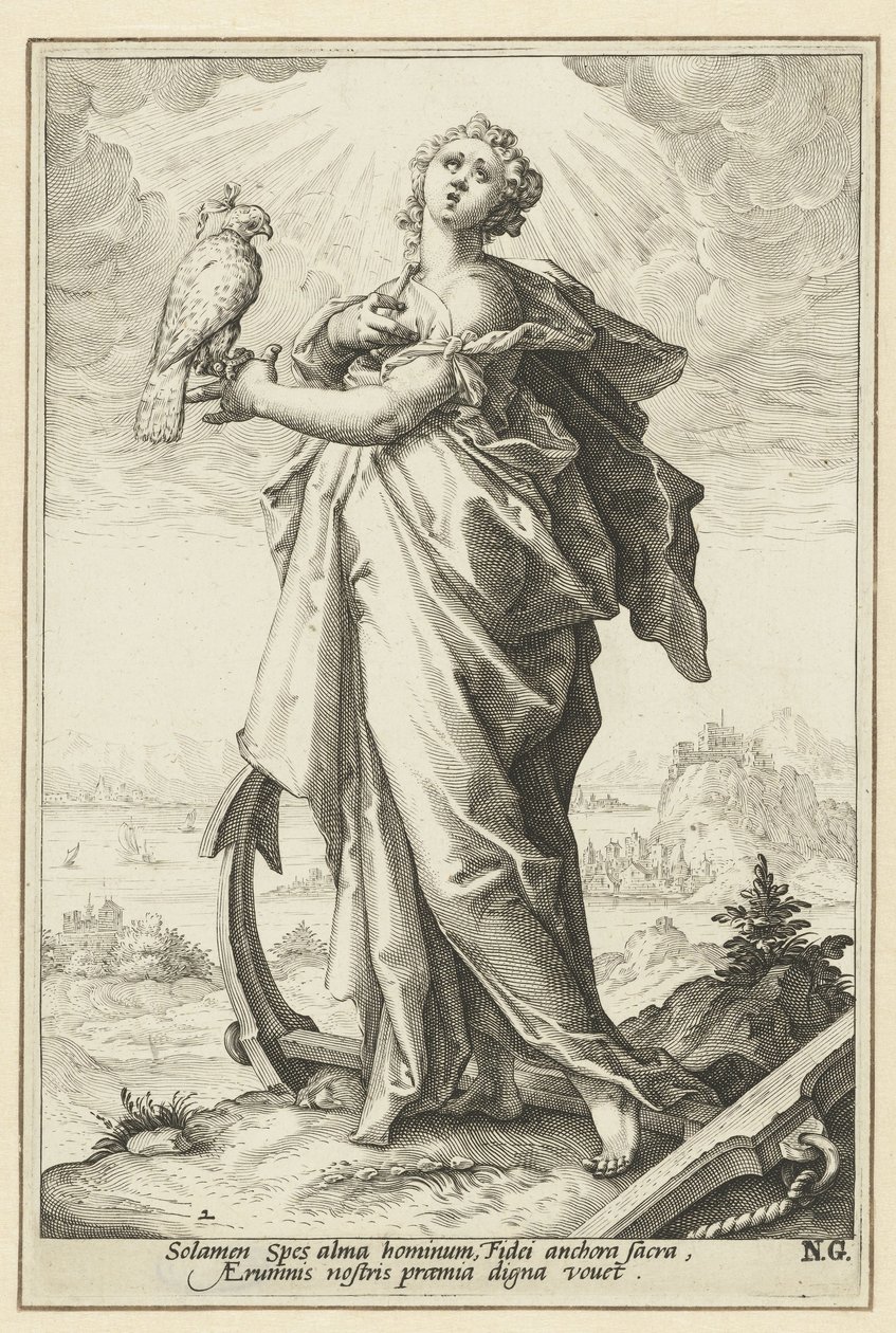Nadzieja (Spes) Cnoty (tytuł serii) autorstwa Jacob Matham (attributed to)