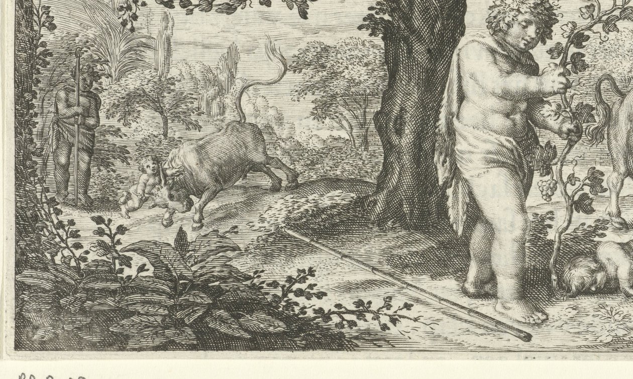 Bachus i Ampelus autorstwa Jacob Matham