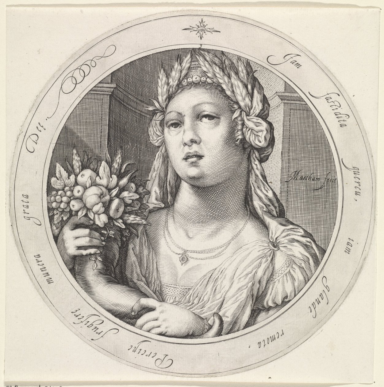 Ceres spotkał róg obfitości Wenus, Bachus en Ceres (tytuł serii) autorstwa Jacob Matham