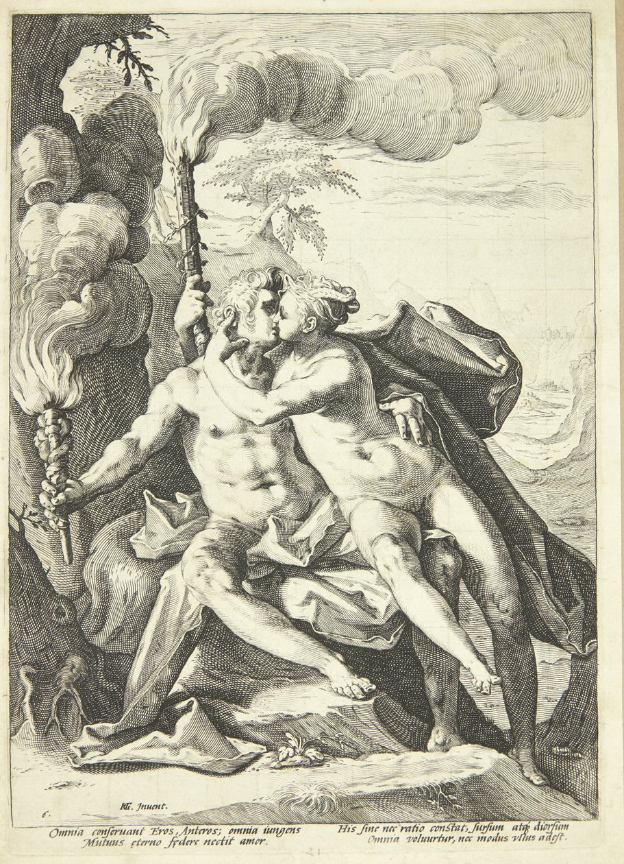 Eros i Anteros autorstwa Jacob Matham
