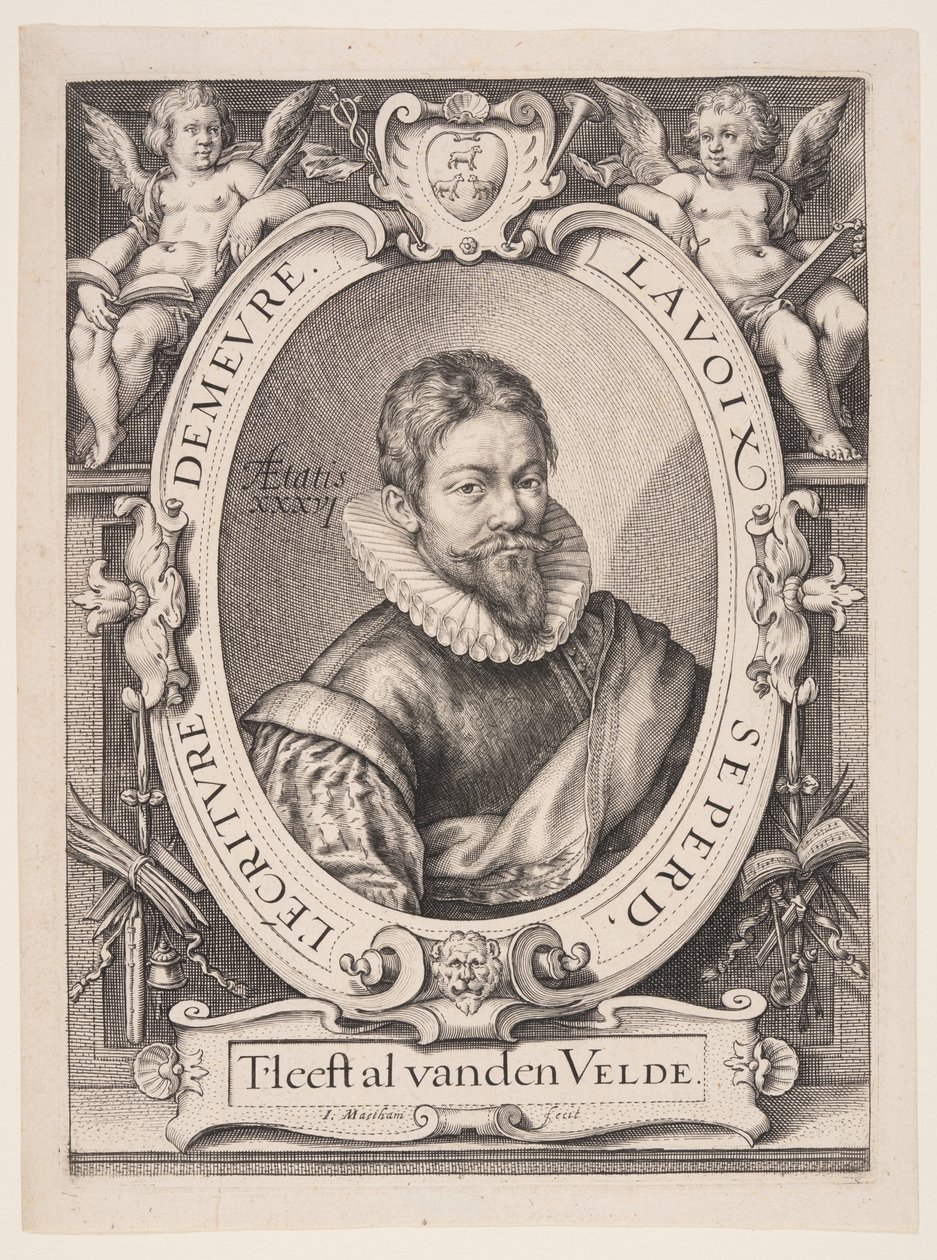 Jan van de Velde Starszy, kaligraf w Haarlemie autorstwa Jacob Matham