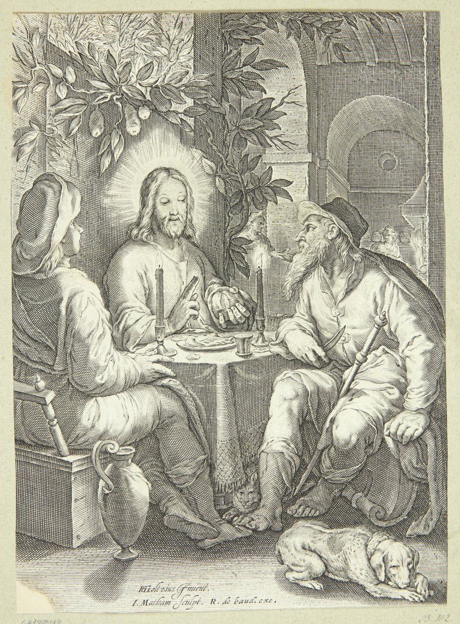 Jezus i Emaus autorstwa Jacob Matham