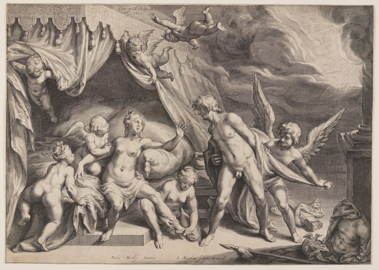 Wenus i Mars odkryte przez Apollo autorstwa Jacob Matham