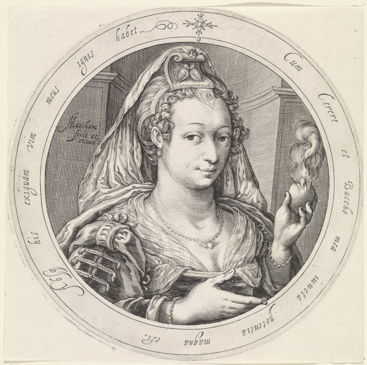Wenus z płonącym sercem Wenus, Bachus i Ceres (tytuł serii) autorstwa Jacob Matham