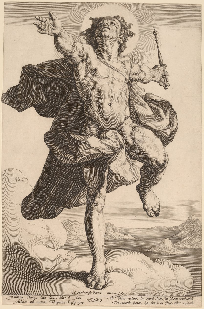 Apollo jako Sol autorstwa Jacob Matham, after Cornelis Cornelisz van Haarlem