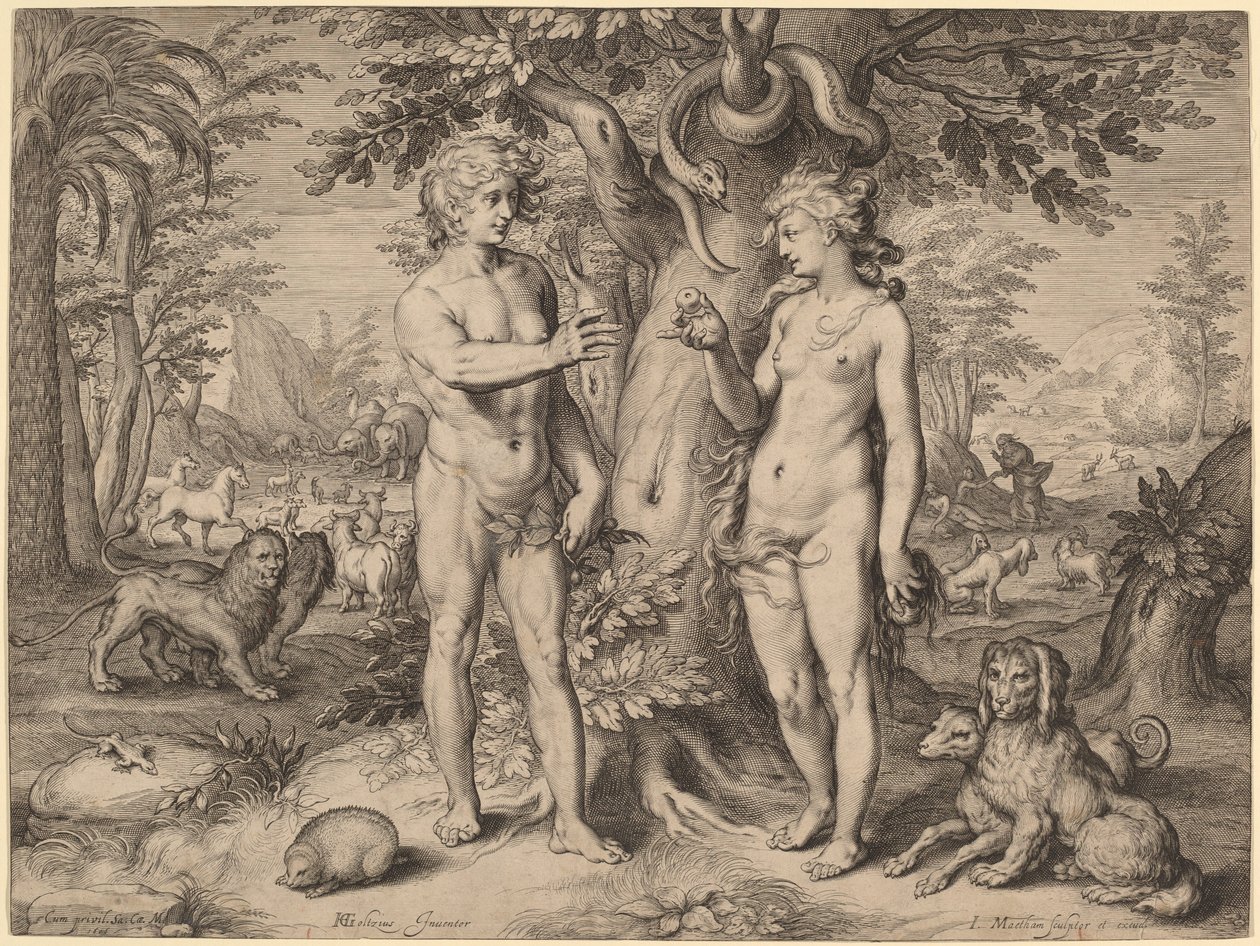 Upadek człowieka autorstwa Jacob Matham, after Hendrik Goltzius