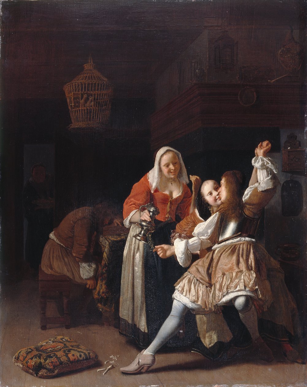 Obejmujący kawaler, ok. 1660-65 (olej na desce) autorstwa Jacob Lucasz Ochtervelt