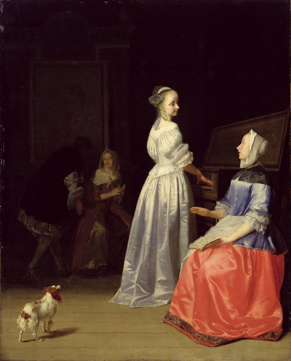 Egzamin ze śpiewu, 1669 autorstwa Jacob Lucasz Ochtervelt