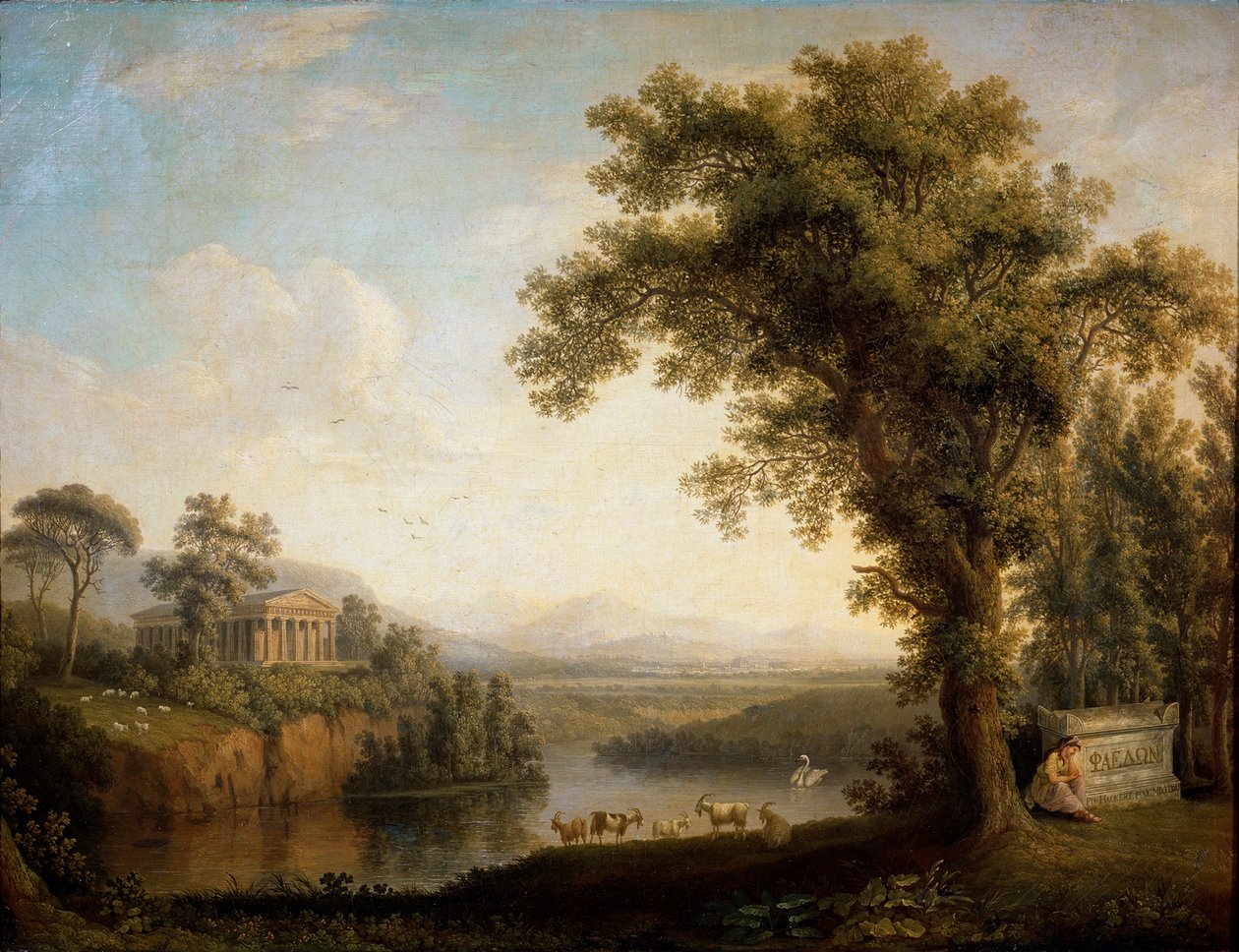 „Zabytkowy krajobraz z grobowcem Faetona”, 1785. autorstwa Jacob Philip Hackert