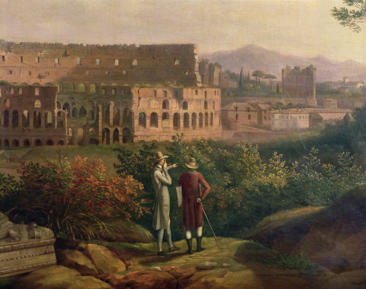 Johann Wolfgang von Goethe (1749-1832) odwiedzający Koloseum w Rzymie, ok. 1790 autorstwa Jacob Philippe Hackert