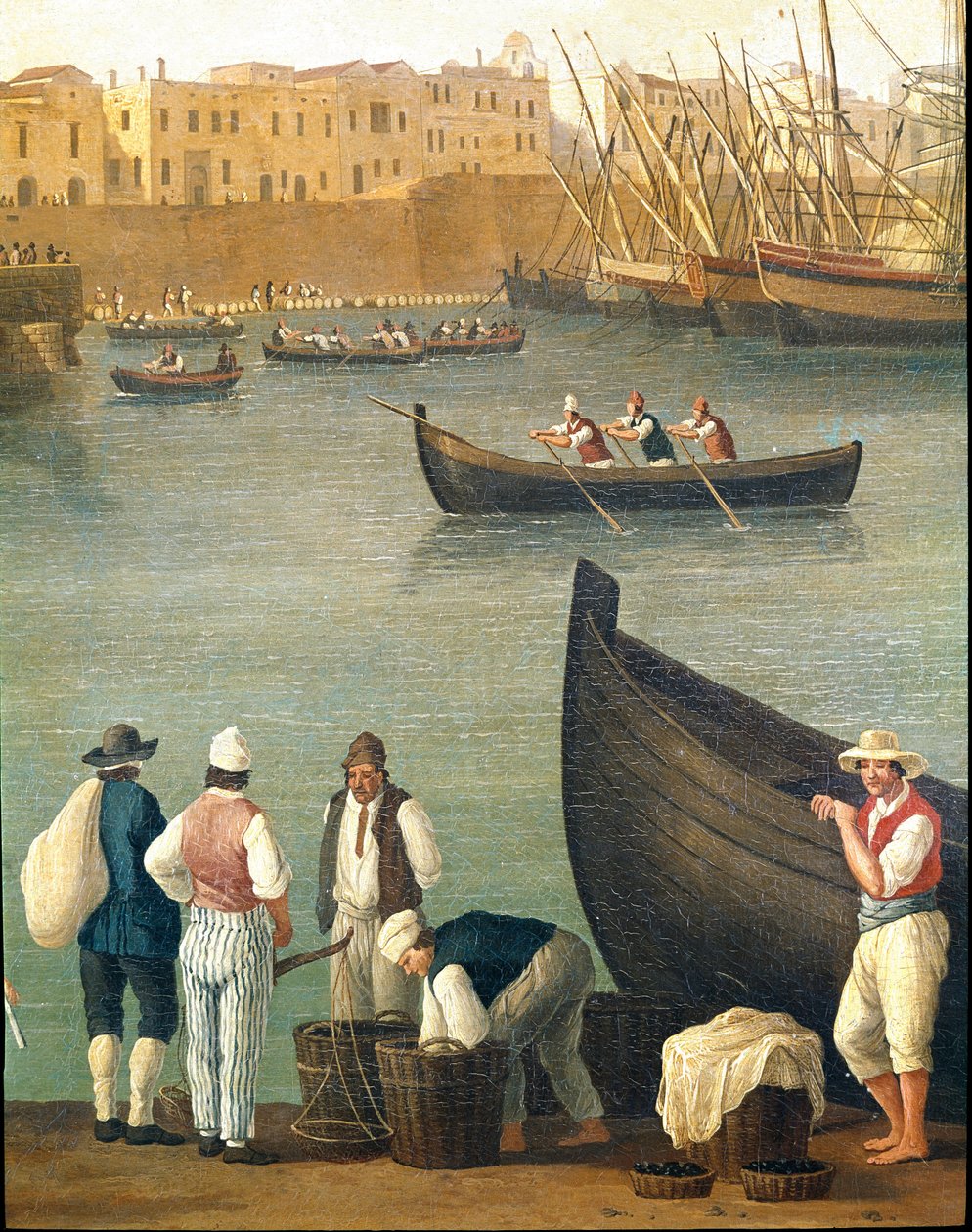 Rybacy omułków z Monopoli, Apulia, Włochy (rybacy omułków w Monopoli) Obraz Jacoba Philippa Hackerta dit Hackert d