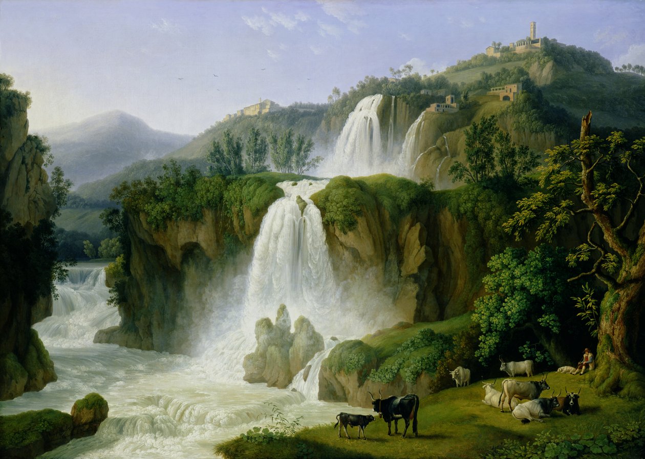Wodospad w Tivoli, 1785 autorstwa Jacob Philippe Hackert