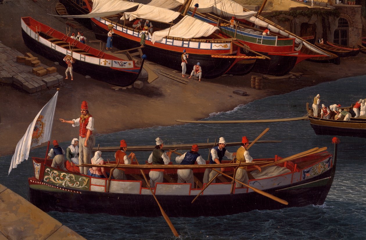Widok na małą przystań w Sorrento autorstwa Jacob Philippe Hackert