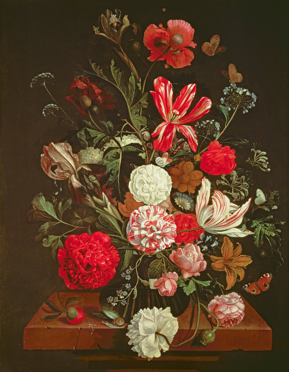 Martwa natura z kwiatami w szklanym wazonie, XVII w. autorstwa Jacob Rootius