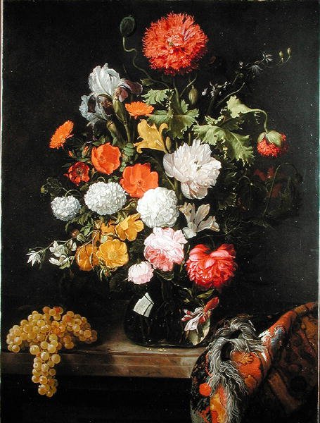 Martwa natura z kwiatów i winogron, ok. 1675 autorstwa Jacob Rootius