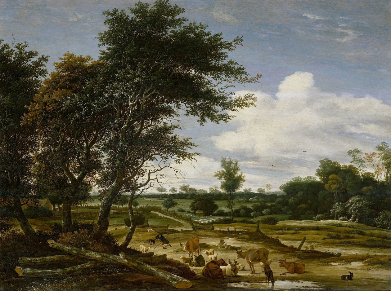 Krajobraz z pasterzami i bydłem autorstwa Jacob Salomonsz. van Ruysdael