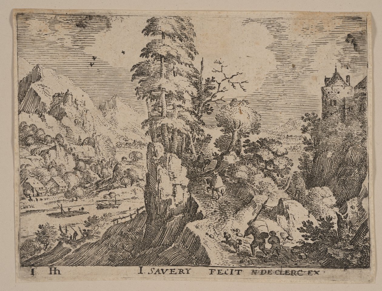 Ścieżka z podróżnikami na prawo od rzeki, z Landscapes autorstwa Jacob Savery I