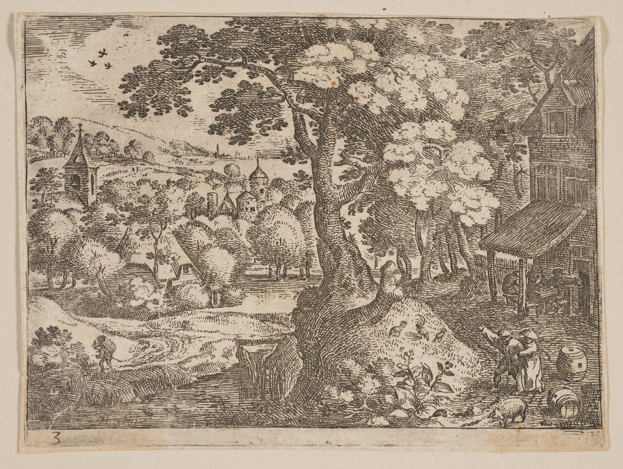 Tawerna na prawo od ścieżki, od Landscapes autorstwa Jacob Savery I