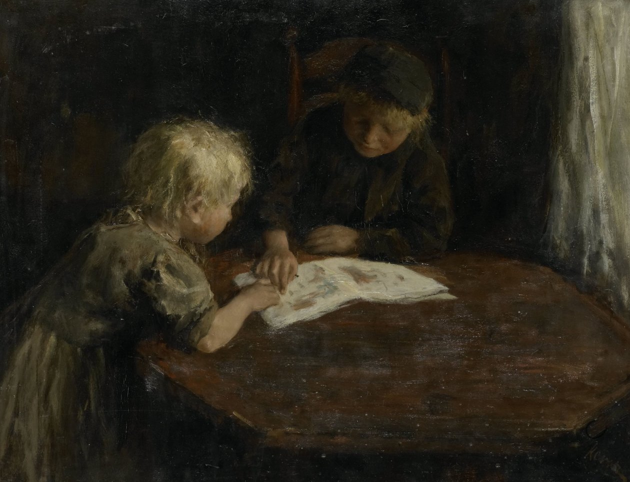 Dzieci z książką z obrazkami autorstwa Jacob Simon Hendrik Kever