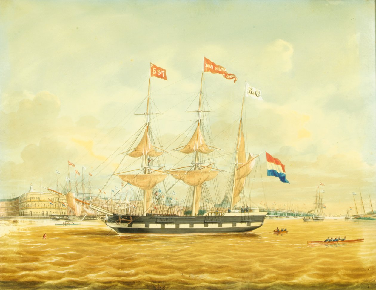 Johan Melchior Kemper w Anchor przy porcie w Rotterdamie autorstwa Jacob Spin
