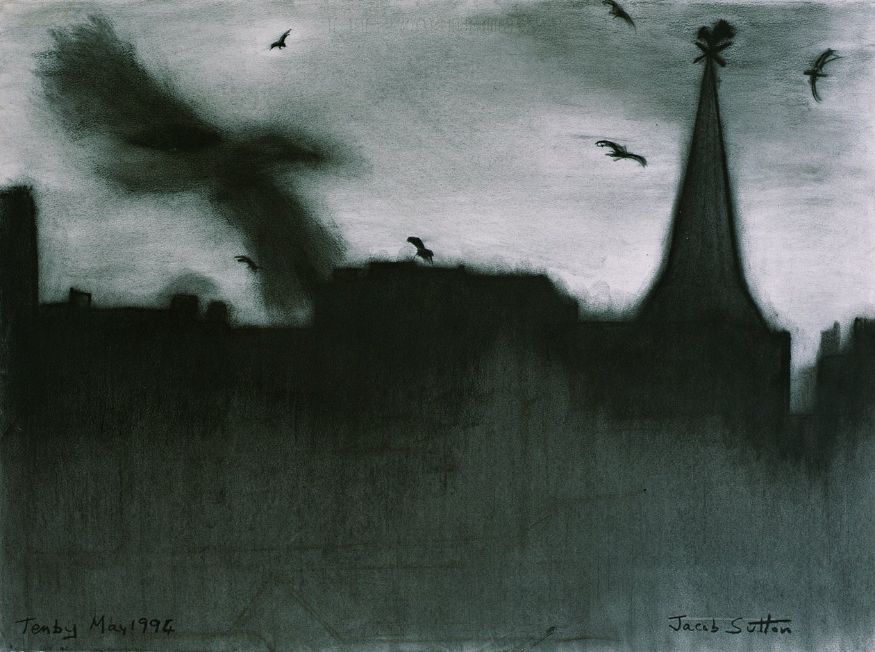 Tenby, 1994 (węgiel na papierze) autorstwa Jacob Sutton