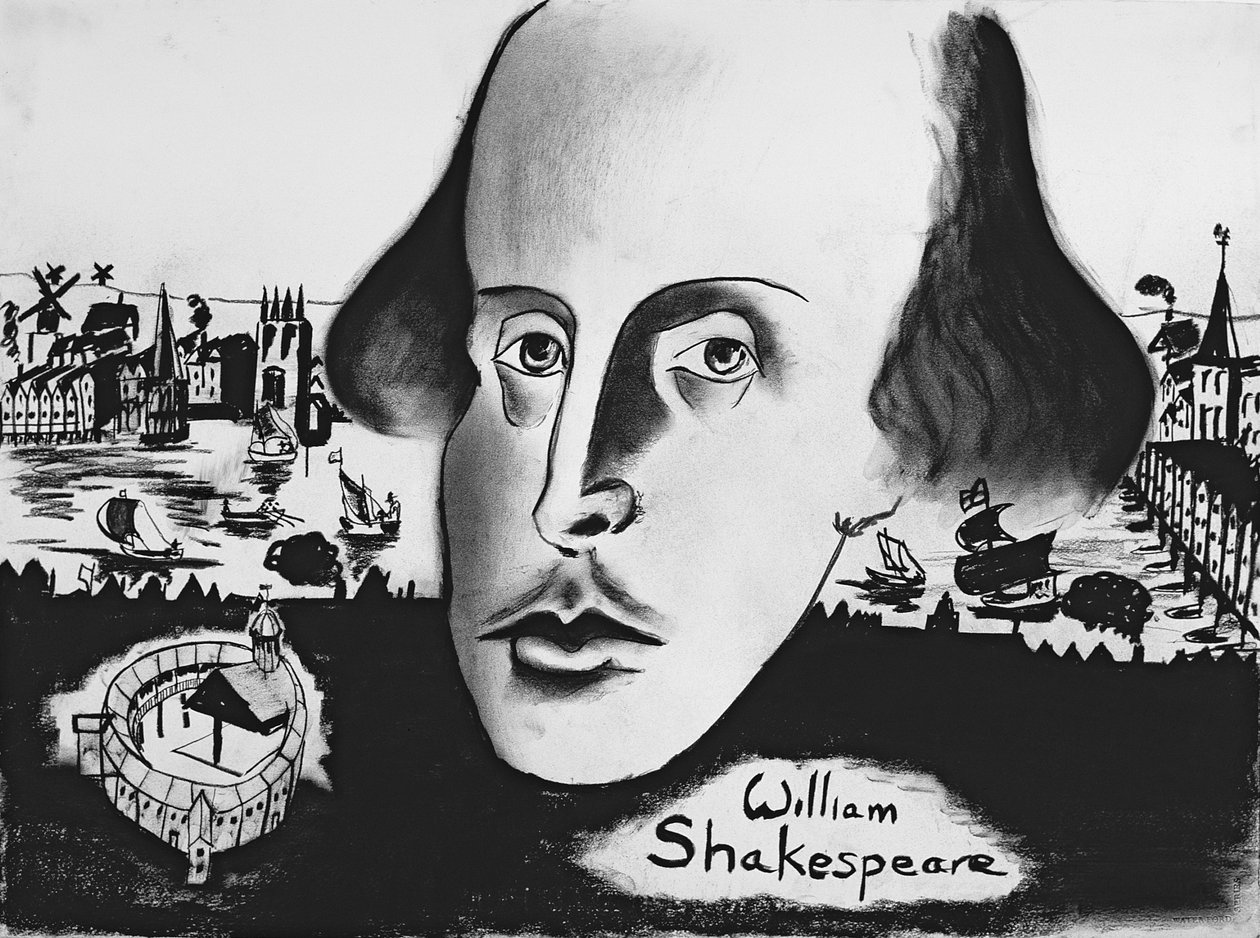 William Shakespeare (1564-1616) 1994 (węgiel na papierze) autorstwa Jacob Sutton