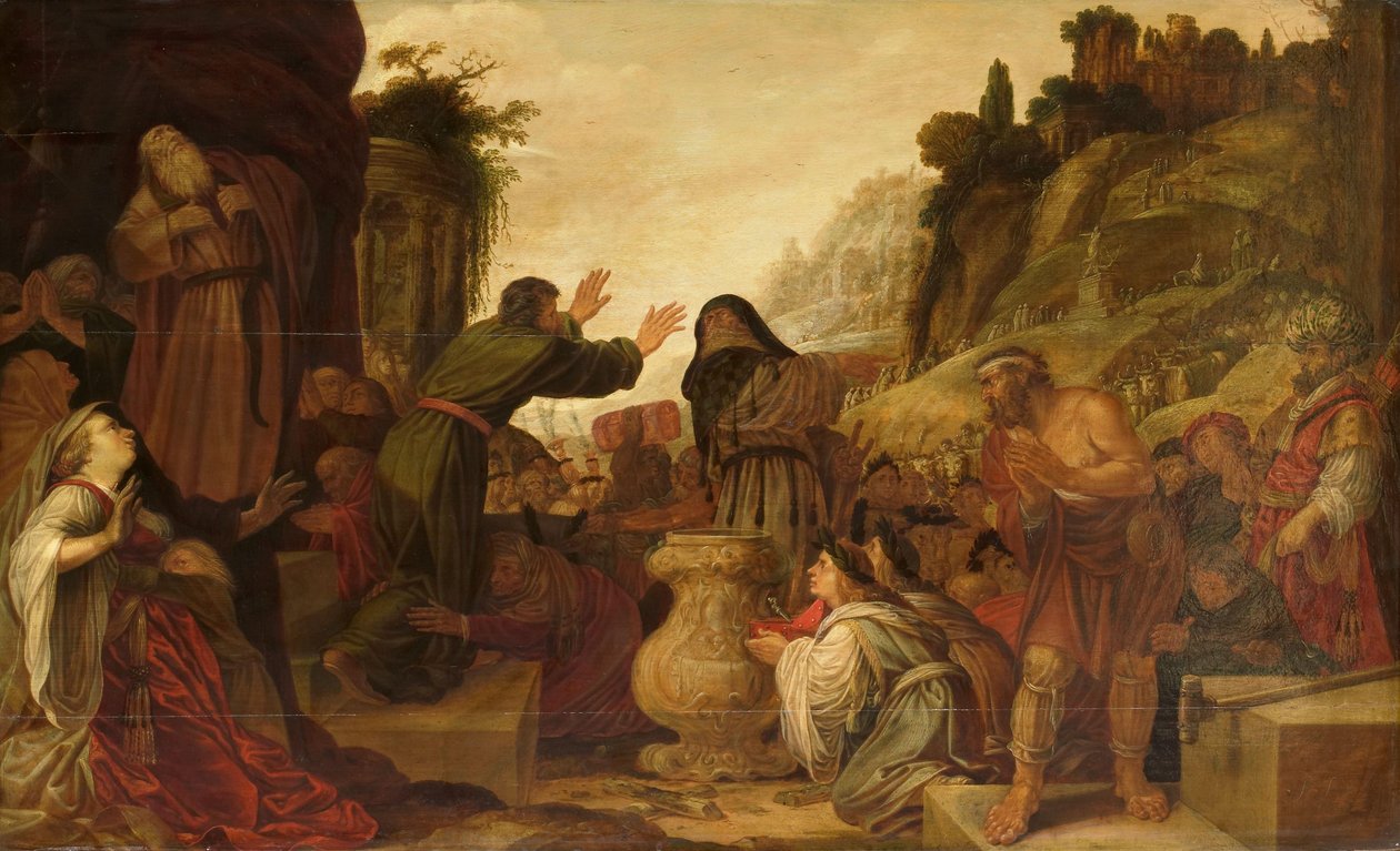 Św. Paweł i Barnaba czczeni jako bogowie przez lud Listry (Dz 14:6-20) autorstwa Jacob Symonsz Pynas
