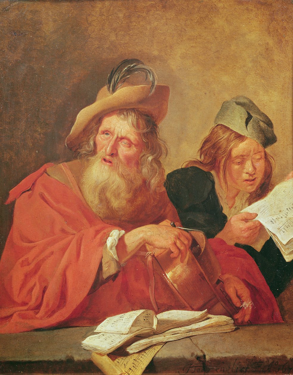 Gracz liry korbowej, 1678 autorstwa Jacob Toorenvliet