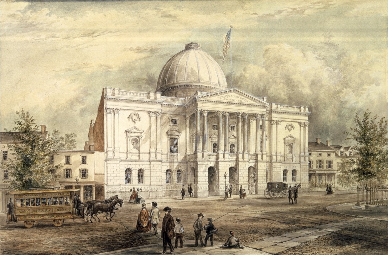 County Court House, Brooklyn, 1863 (wc na papierze) autorstwa Jacob Wells