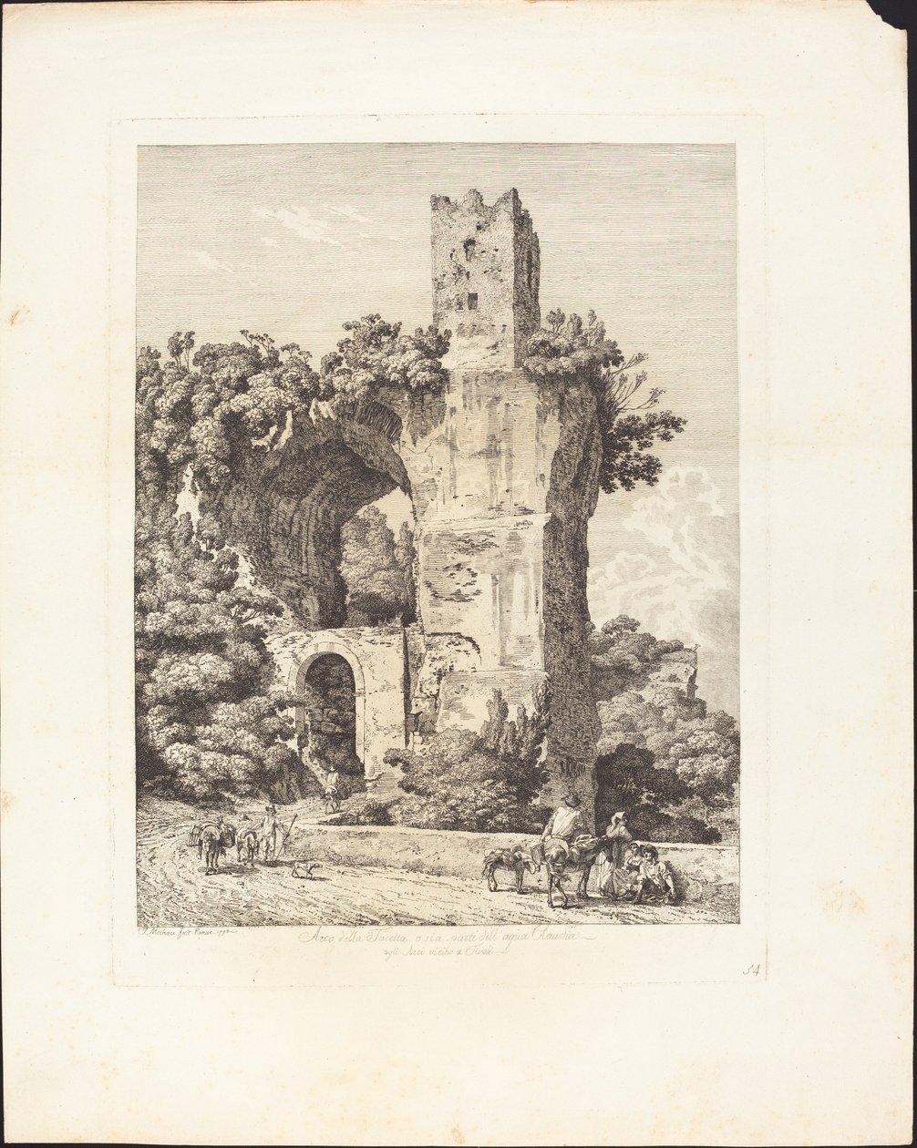 Arco della Toretta lub jest częścią wody Claudia, w Arci w pobliżu Tivoli autorstwa Jacob Wilhelm Mechau