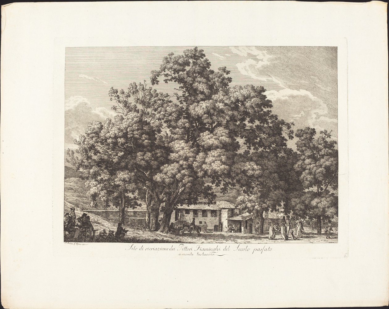 Miejsce rekreacji malarzy Fiaminchi minionego wieku w Monte Testaccio autorstwa Jacob Wilhelm Mechau