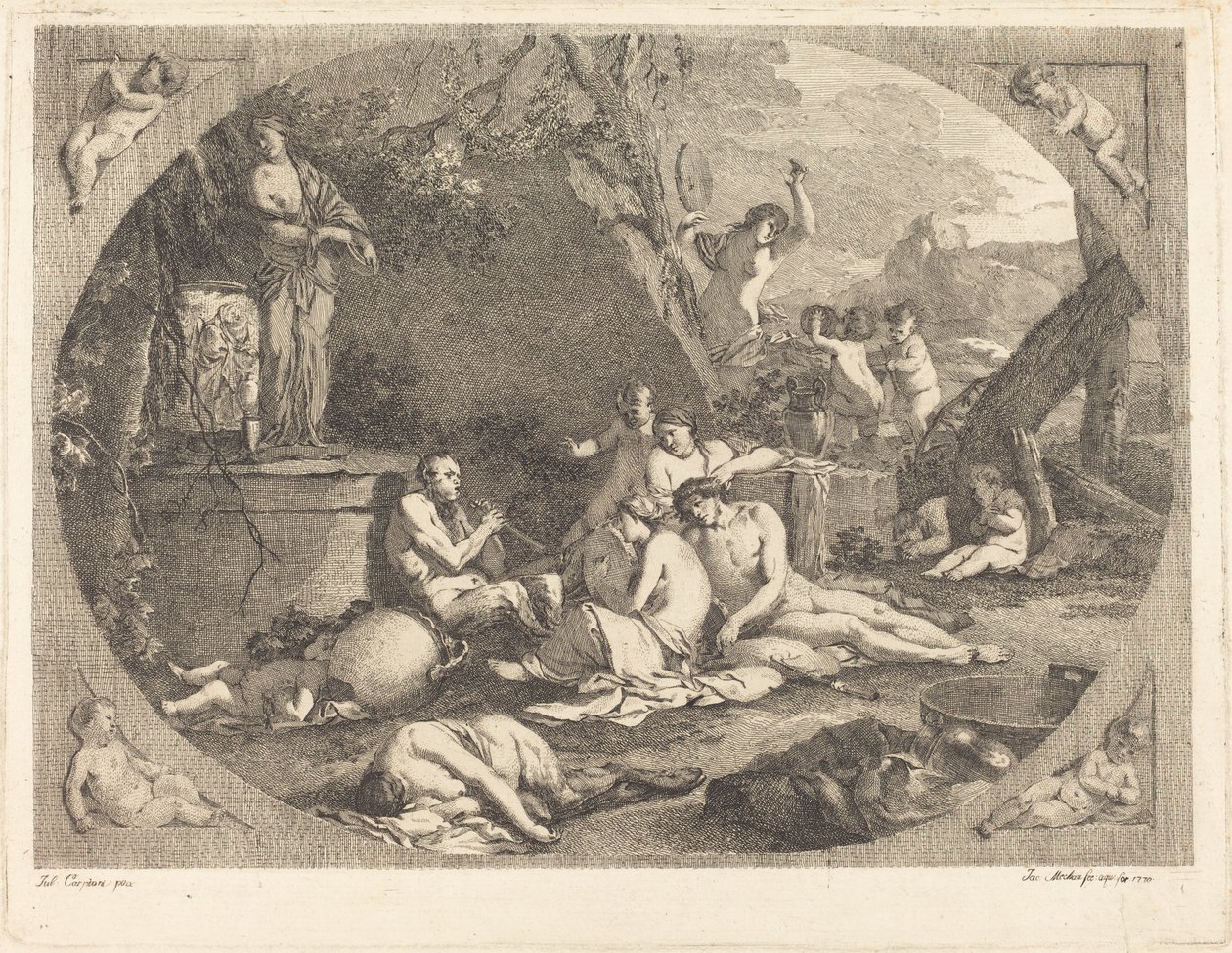 bachchanal autorstwa Jacob Wilhelm Mechau after Giulio Carpioni