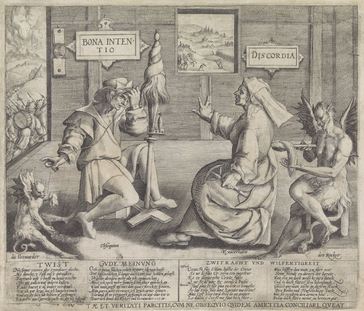 Alegoria z personifikacjami Dobrej Intencji (Bona Intentio) i Niezgody (Discordia) autorstwa Jacob de Gheyn (I) (circle of)