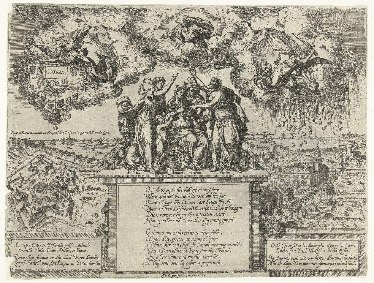 Alegoria podboju cytadeli w Antwerpii, 1577 autorstwa Jacob de Gheyn (I)