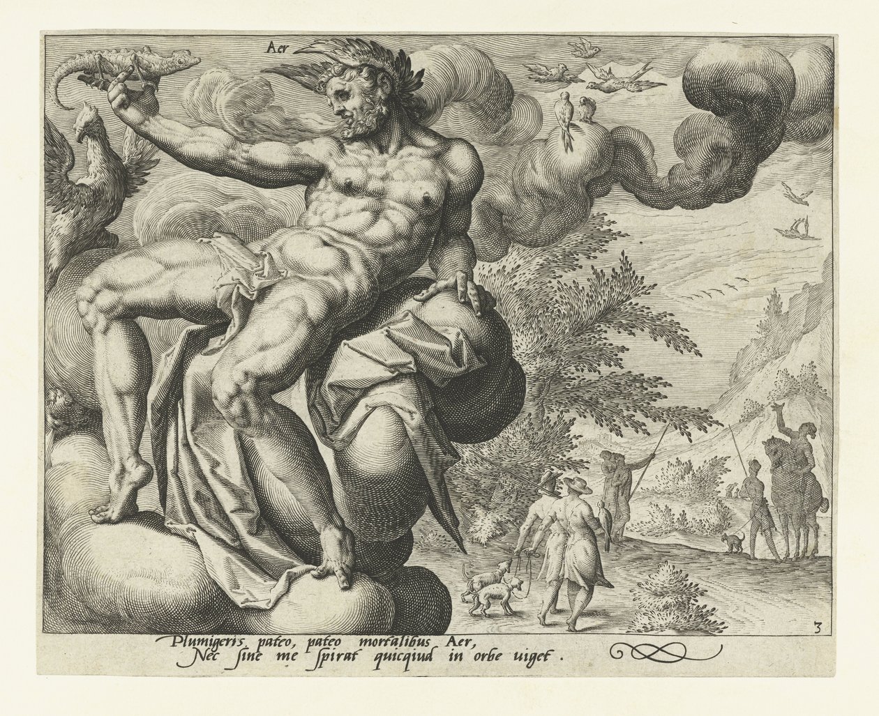Żywioł powietrza Aer (tytuł na obiekcie) Cztery żywioły (tytuł serii) autorstwa Jacob de Gheyn (II) (attributed to)